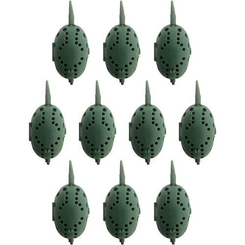 Fladen FLADEN Fishing - 10 x FEEDERS - INLINE GRUB Feeders Bulk Packs Small 30g and Large 60g - Great For Use With a Wide Range of Groundbaits