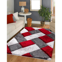 (Red (ORION), 120 x 170 cm) New Soft Shaggy Modern Indoor/Outdoor Bedroom Rug Living Room Carpet Runner Mats
