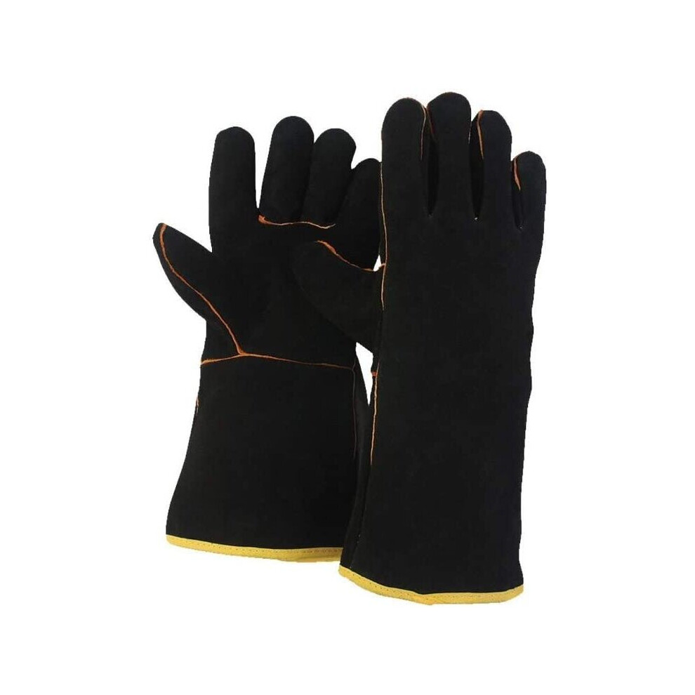 Fztey Heat Resistant Fire Proof Guant, Welding High Temperature Gloves, Stove Long Leather Welders Thermal Gauntlets For Bbq, Mig,Log Burner 737838537094