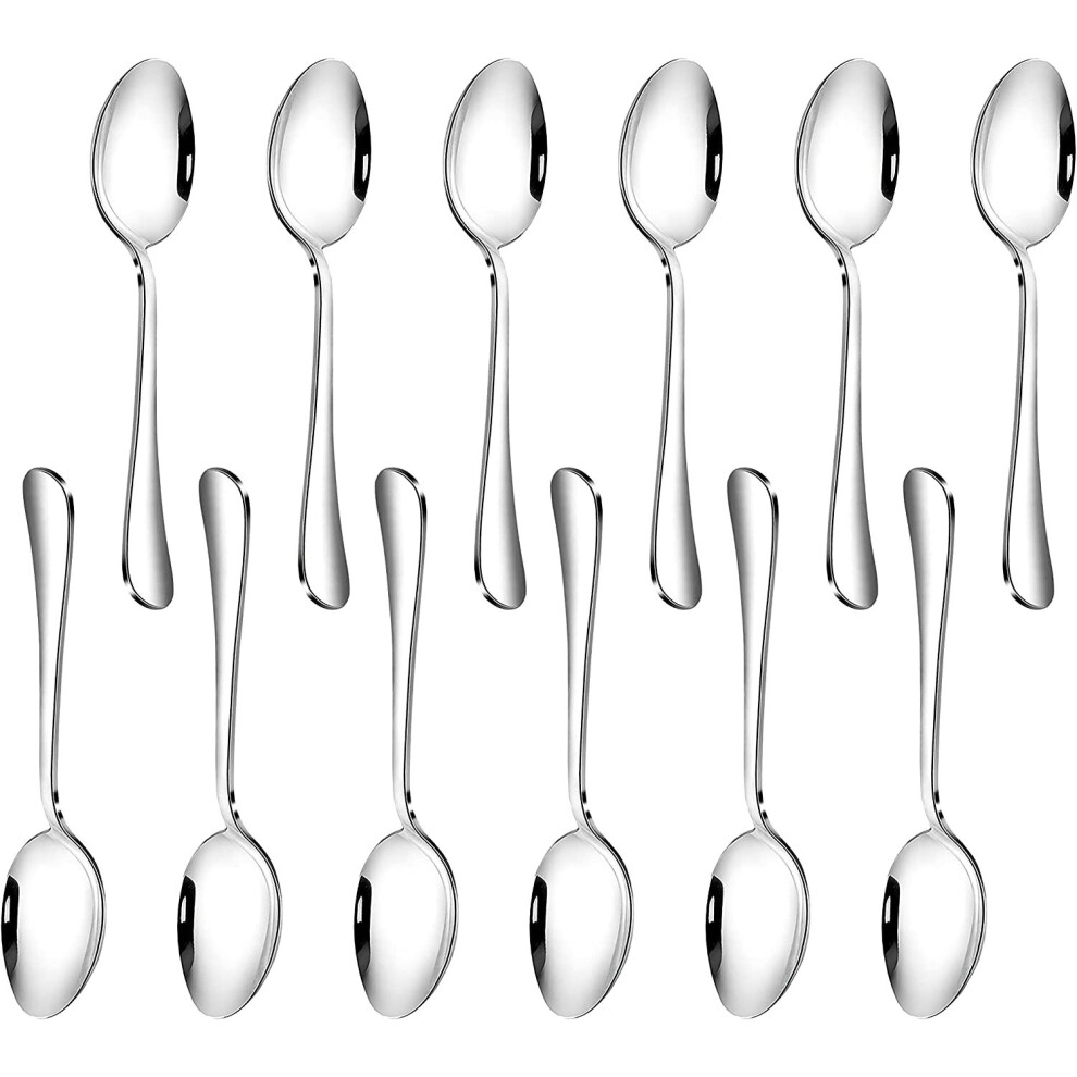 Latte Spoons, QQ CAT Set of 12 Coffee Spoons, Stainless Steel Tea Spoon Ideal for Latte, Soup, Hot Chocolate, Hot Drinking, Dessert & Ice Cream Sundae