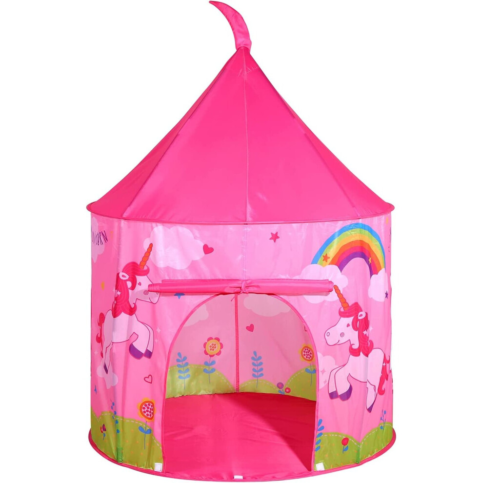 SOKA Princess Unicorn Play Tent Portable Foldable Pink Pop Up Play Teepee Indoor or Outdoor Garden Playhouse Tent Carry Bag for Children Boys Girls