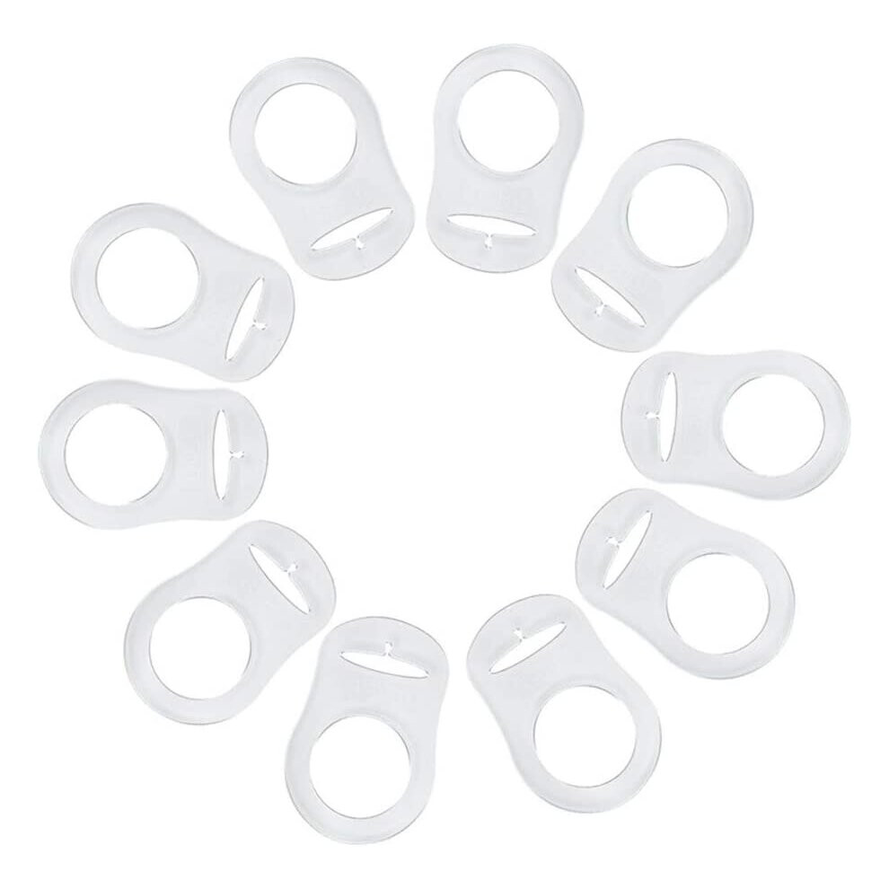 10Pcs Ring Button Style Pacifier Adapter Soft Silicone Baby Pacifier Clips Holders Dummy Clips Adapter(Clear) Zerodis