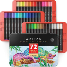 Stylos fins ARTEZA Inkonic, ensemble de 72, marqueurs à pointe fine de 0,4 mm, stylos aquarelle pour dessin, croquis, journaling, calligraphie