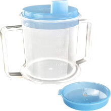 Drinking Cup/Beaker/Mug/Sippy Cup for Disabled Adults with Easy Grip Handles Anti Splash Spout and Travel Lid