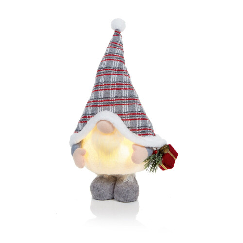 Grey Light Up Christmas Gonk Holding Parcel Standing Decoration 50cm 1