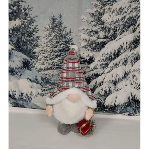 Grey Light Up Christmas Gonk Holding Parcel Standing Decoration 50cm 2