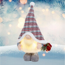 Grey Light Up Christmas Gonk Holding Parcel Standing Decoration 50cm