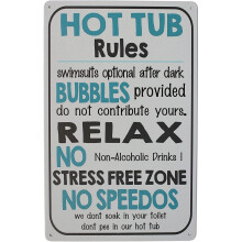 Hioni Hot Tub Rules, Metal Tin Sign, Vintage Plaque Wall Decor