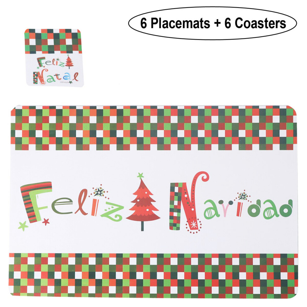 Time to Sparkle Christmas 6 Placemats And 6 Coasters Set Mats Ornaments  Xmas Dinner For Party Table Decoration