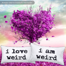 DasyFly I love weird and I am weird Couples Pillowcase,Romantic Gifts Idea For Christmas Valentines Day Wedding Engagement 2 year Anniversary,Unique
