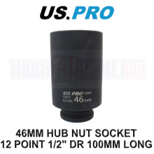 US PRO Tools 46mm 1/2" dr 12 Point 100mm Deep Hub Nut Socket, Gearbox etc 3503