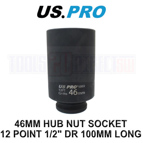 us pro US PRO Tools 46mm 1/2" dr 12 Point 100mm Deep Hub Nut Socket, Gearbox etc 3503