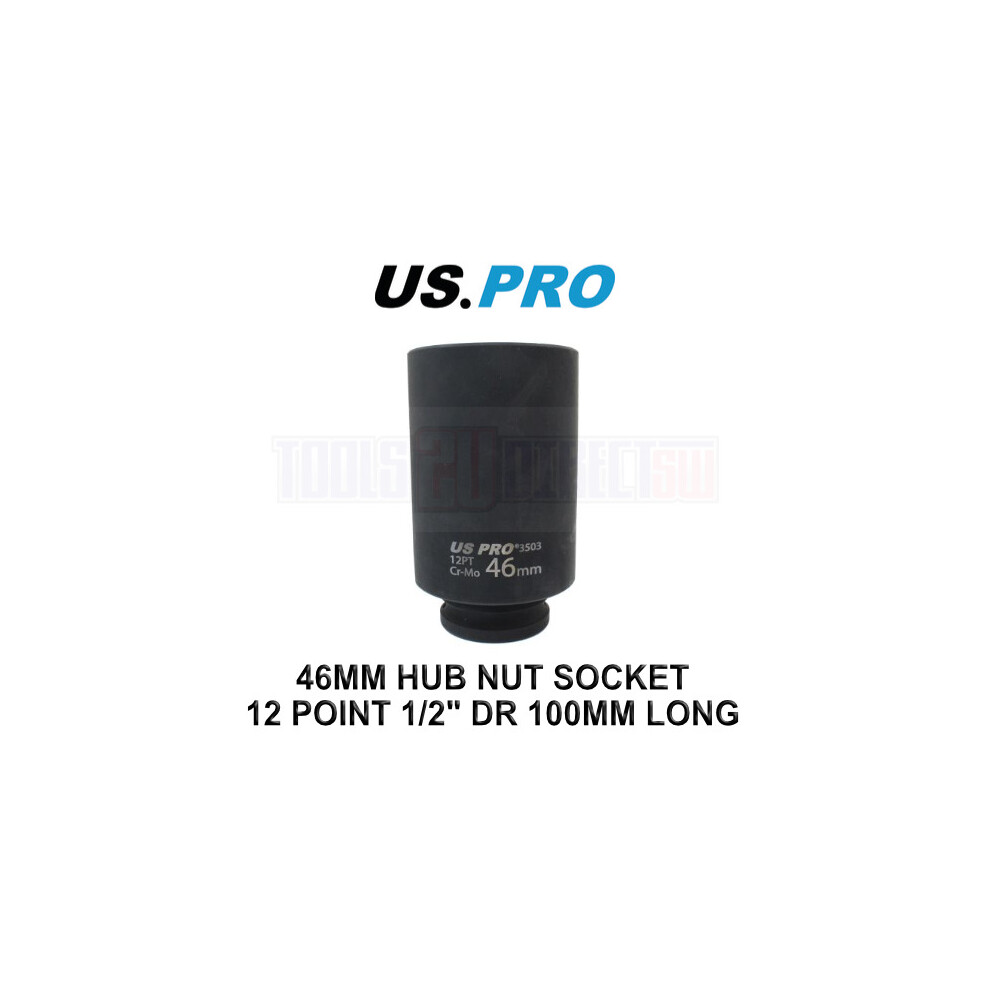Us Pro Tools 46Mm 1/2" Dr 12 Point 100Mm Deep Hub Nut Socket, Gearbox Etc 3503 5060599867199
