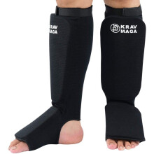 (X-Large) Krav Maga Black Sock Type Elasticated Shin Instep Guards