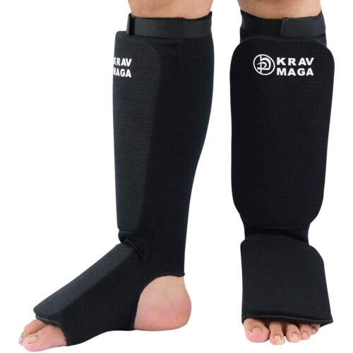 (X-Large) Krav Maga Black Sock Type Elasticated Shin Instep Guards