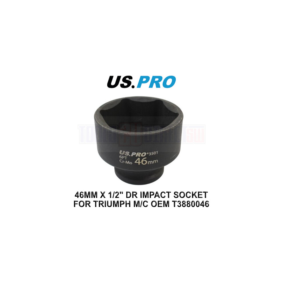 US PRO Tools 1/2" dr 46mm 6PT Hex Socket For Triumph M/C Swinging Arm OEM T3880046