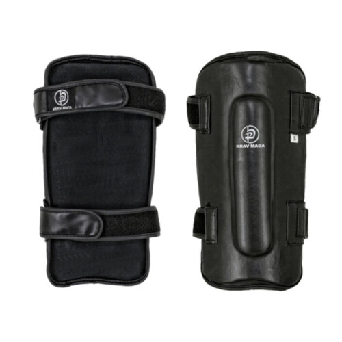 (Large) Krav Maga Deluxe Black Leather Shin Guards