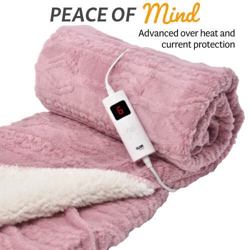 (Pink) GlamHaus Electirc Heated Throw Blanket 160x130 cm 2