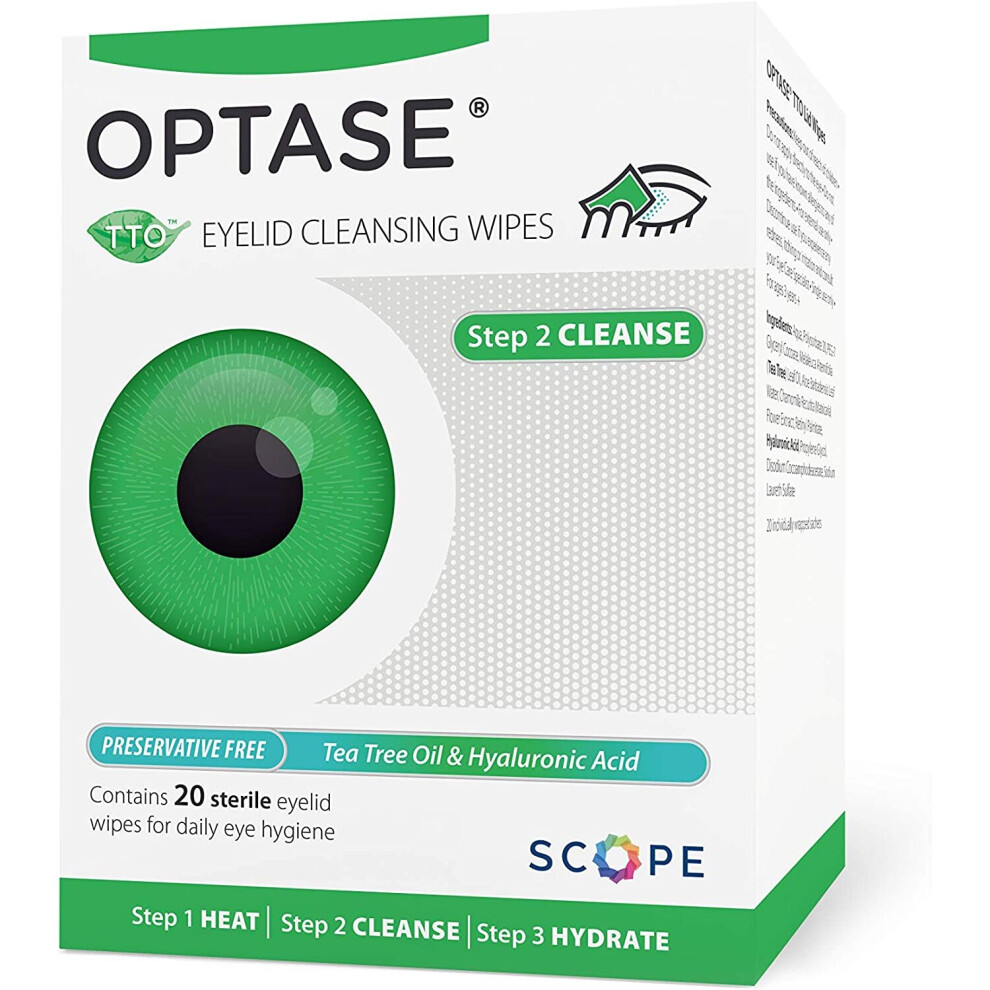 Optase TTO (Tea Tree Oil) Eye Lid Wipes - Pack of 3