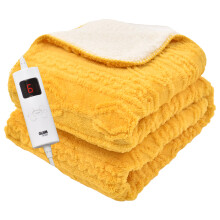 (Mustard Yellow) GlamHaus Electirc Heated Throw Blanket 160x130 cm