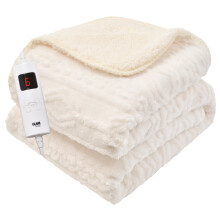 (White) GlamHaus Electirc Heated Throw Blanket 160x130 cm