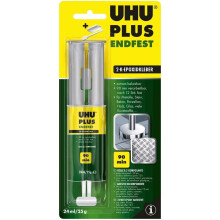 UHU 3-45592 Plus Final Strength, Crystal Clear and Highly Durable 2-Component Adhesive in a Practical Double Chamber Syringe for one Application in