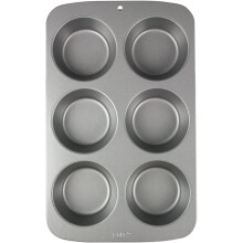 PME Carbon Steel Non-Stick 6 Large Cup Muffin Pan, Grey