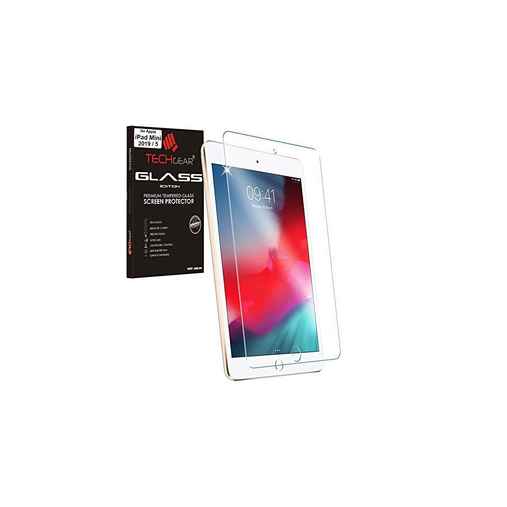 TECHGEAR GLASS Edition Screen Protector for iPad Mini 5 2019, Tempered Glass Screen Protector Cover [2.5D Edge] [9H Hardness] [Crystal Clarity]