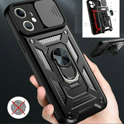 Armor Holder Shockproof Case for iPhone 12 - Black TPU/PC Protective Cover 2