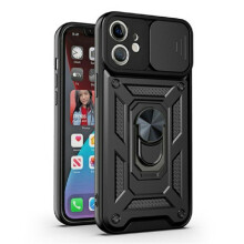 Armor Holder Shockproof Case for iPhone 12 - Black TPU/PC Protective Cover