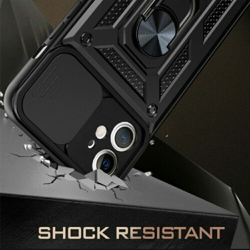 Armor Holder Shockproof Case for iPhone 12 - Black TPU/PC Protective Cover 1