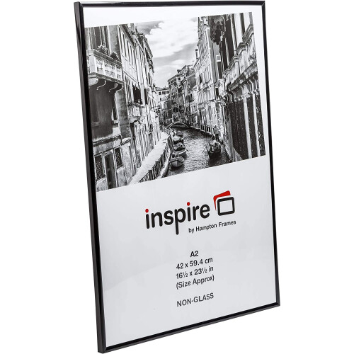 Hampton Frames BACKLOADER Poster Certificate Photo Frame Plexi Black A2 (42x59cm) A2MARBL 1