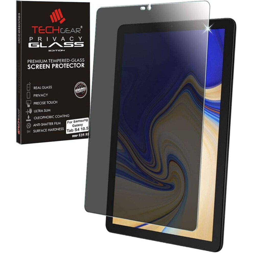 TECHGEAR Anti Spy Screen Protector Compatible for Samsung Galaxy Tab S4 10.5" (SM-T830 Series) - PRIVACY GLASS Edition Genuine Tempered Glass Screen