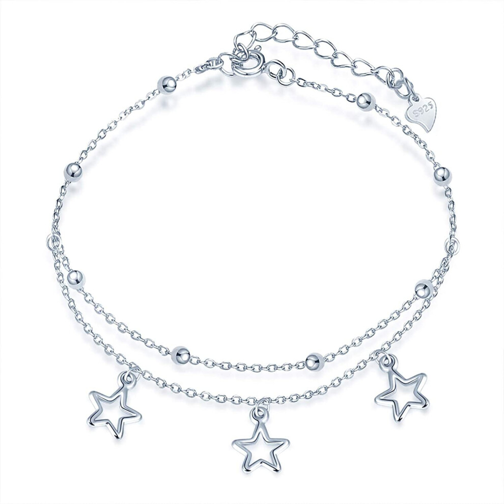 Yumilok Star Moon Anklets, 925 Sterling Silver Ankle Bracelet for Women