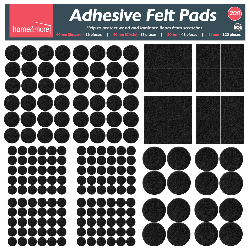 200pk Self Adhesive Furniture Chair Felt Pads for Floor Protection