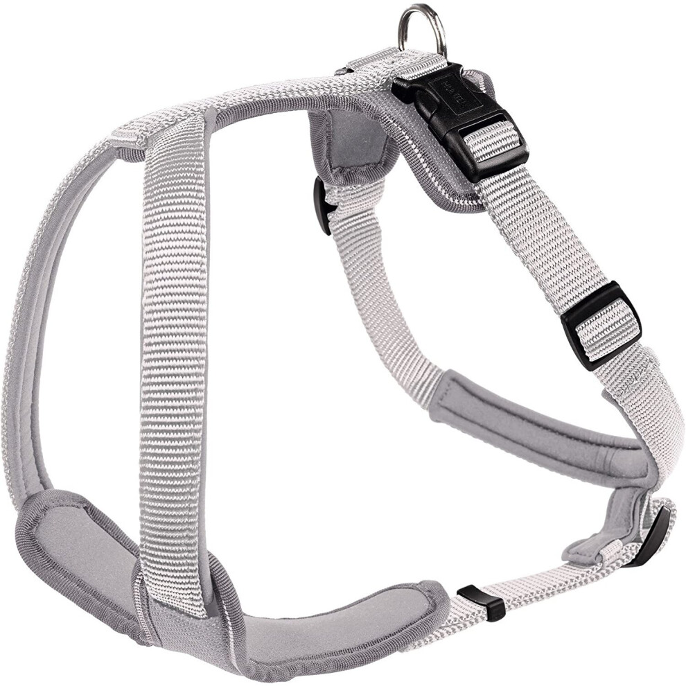 HUNTER NEOPREN dog harness, nylon, padded with neoprene, for sport and leisure,gray, nylon, neoprene,45-57,S