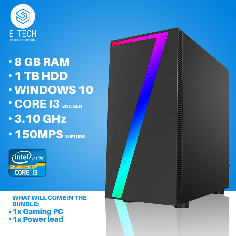 Gaming PC Computer Desktop PC Intel Core i3 8GB RAM 1TB HDD Windows 10