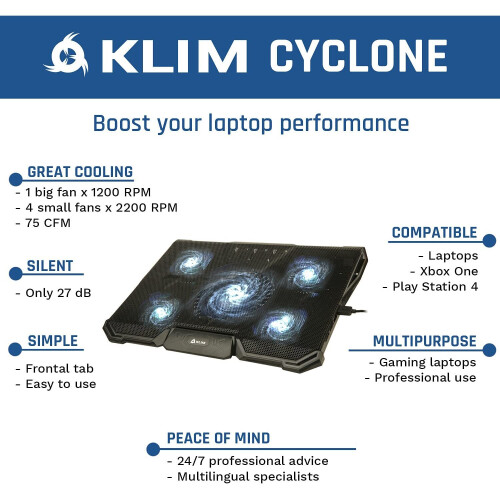 KLIM Cyclone Laptop Cooling Stand Maximal Cooling XL Laptop Stand