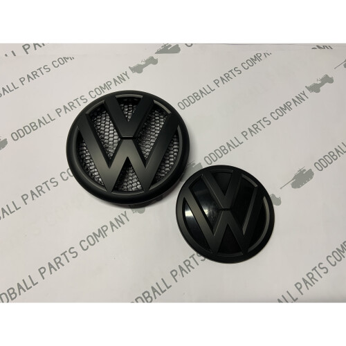 VW Transporter T5 Front Grille & Rear Badges Matt Black Replacement