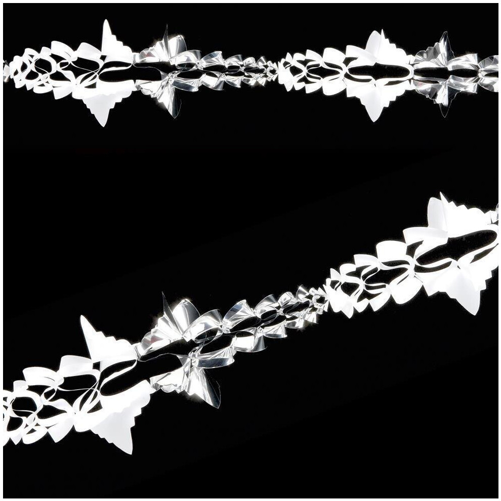 Premier Foil Christmas Garland Ceiling Decoration Silver & White Garland 2.7M White,Silver