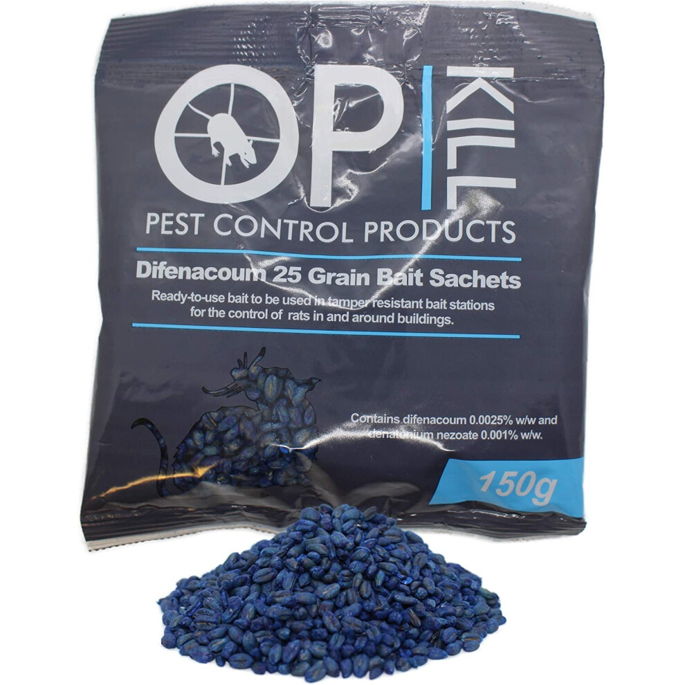 Opkill Professional Rat & Mouse Killer Poison Grain 150g Strongest Bait Available Fast Acting and Safe for Professional and Domestic use (Professional