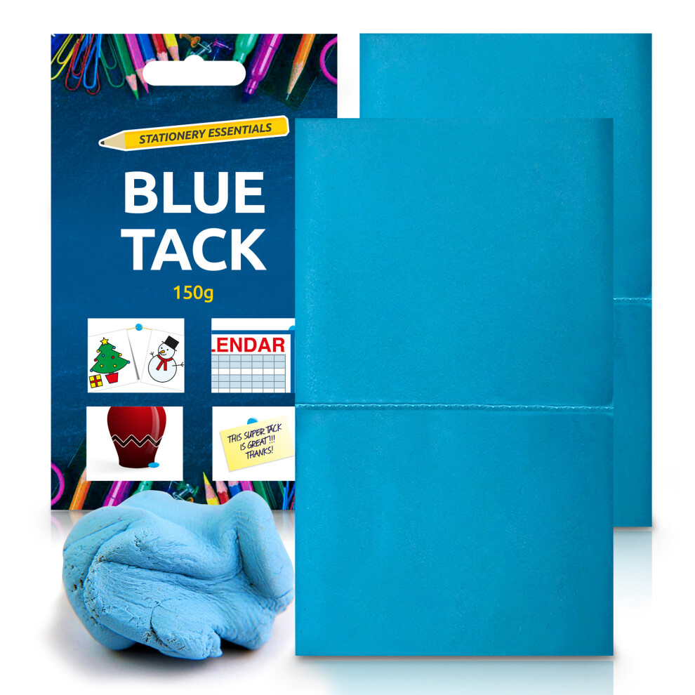 2pk Blu Tack Super Blue Tac 150g Reusable Handy Size Adhesive Putty Glue Posters