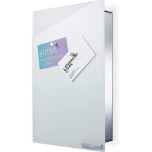 blomus Key Box/Glass Magnet Board, Metal, White, H 30 cm, B 20 cm, L 5 cm