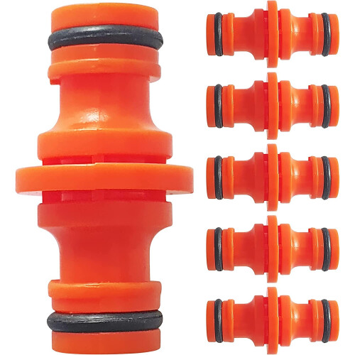JR QualityProduct Double Male Hose Pipe Connectors for Joining Hose Pipes Orange 6 Pack