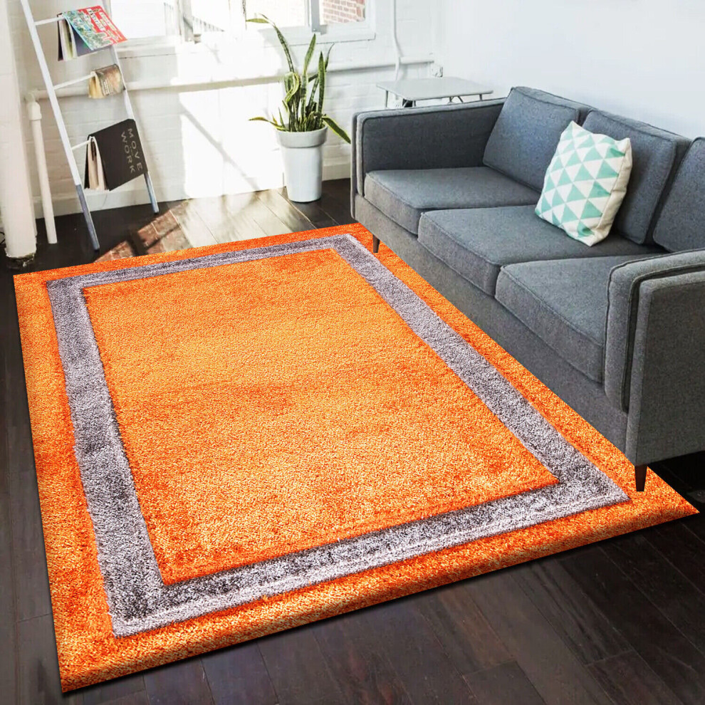 (Orange (Trani), 160 x 230 cm) New Modern Shaggy Area Rugs Hallway Runner Living Room Bedroom Carpet Floor Mats