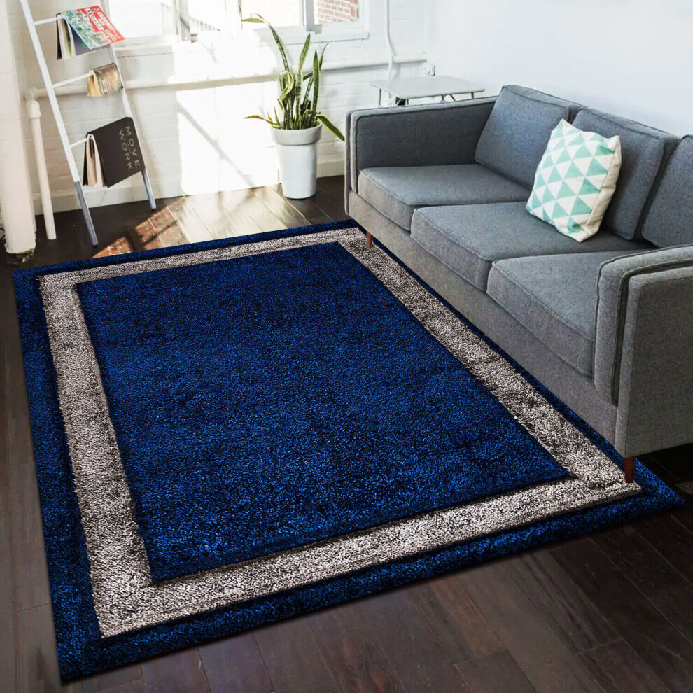 (Blue (Trani), 160 x 230 cm) New Modern Shaggy Area Rugs Hallway Runner Living Room Bedroom Carpet Floor Mats