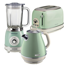Ariete ARPK23 Retro Style Jug Kettle, Toaster & Jug Blender Set, Vintage Design, Green
