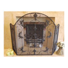 Wrought Iron Black Indoor Freestanding Folding Fire Screen Guard