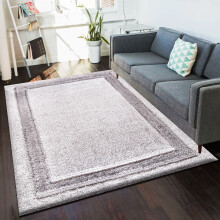 (Silver (Trani), 200 x 290 cm) New Modern Shaggy Area Rugs Hallway Runner Living Room Bedroom Carpet Floor Mats