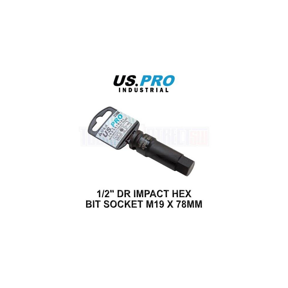 Us Pro Industrial 1/2" Dr Hex / Allen Impact Bit Socket M19 X 78Mm 3368 5060478389248
